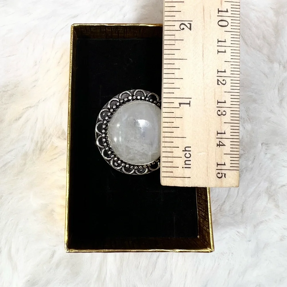 Moonstone 925 Gemstone Circle Ring size 8.25